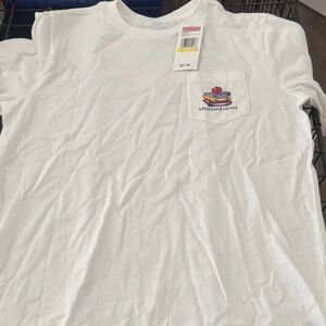 Vineyard Vines White Tee with Colorful Pocket Logo